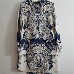 Soft Surroundings Floral Blue/Cream Button Dress L